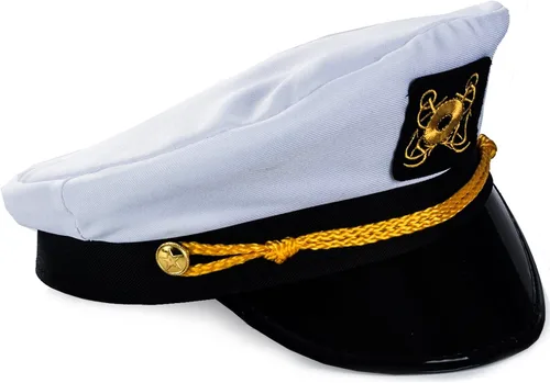 Vista 3 de Sombreros de fiesta divertidos para adultos y sombrero de marinero de algodón blanco - sombreros de fiesta náutica - sombreros de vestir marinero