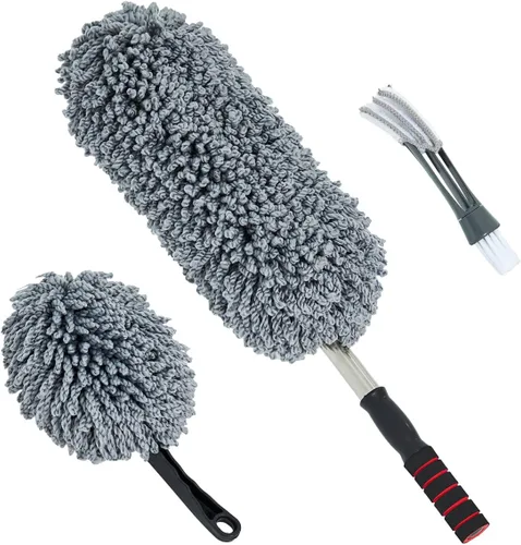 Vista 8 de Cepillo de coche de microfibra Mango extensible Interior Exterior Limpieza multiusos Cepillo de coche