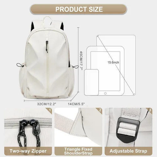 Vista 2 de Mochila escolar para adolescentes, niños y niñas, bonita mochila escolar impermeable casual mochila universitaria, A2-beige, Mochila escolar clásica