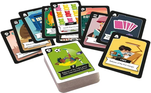 Vista 3 de Timeline Twist Pop Culture Edition - ¡Prueba tu conocimiento cronológico! Juego de preguntas cooperativas, divertido juego familiar para niños
