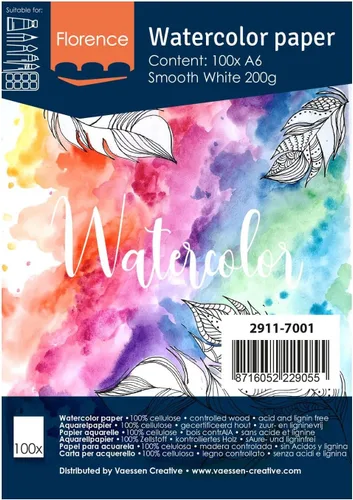 Vista 22 de Vaessen Creative VARTA Florence - Papel A4 para acuarela, 10 hojas para pintar, manuales, proyectos de arte y más, calidad artística, calidad