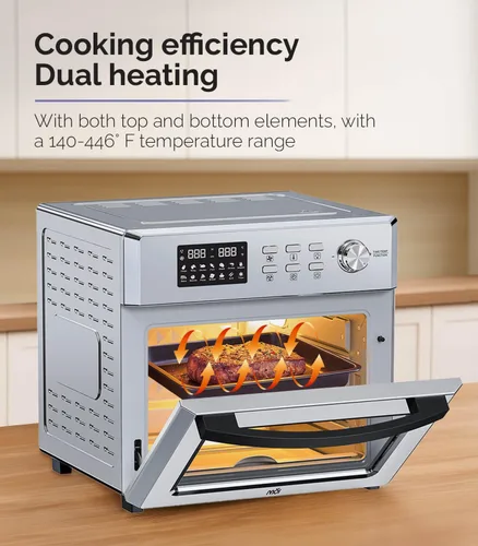 Vista 6 de MOI Horno tostador con freidora de aire de 1700 W, horno tostador de convección con 12 ajustes preestablecidos, hornos de encimera para hornear