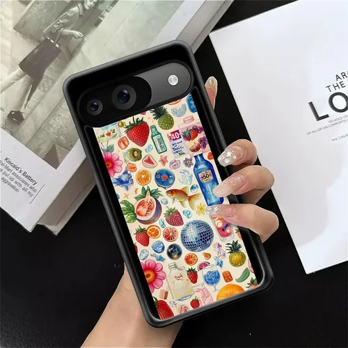 Vista 412 de Compatible con Google Pixel 4A 5G Mobile Case Creative Acrylic Panel trasero Silicona Protección Grip especialmente diseñado para Google Pixel 4A 5G