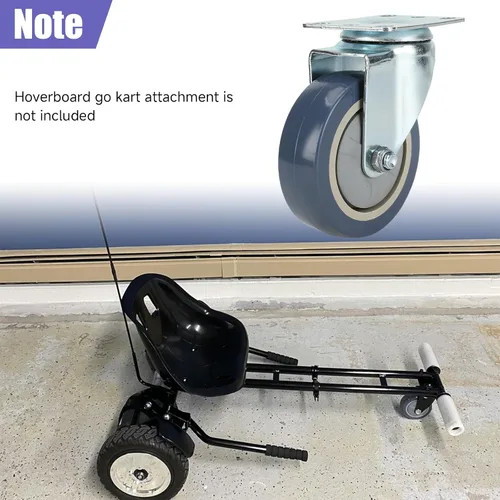 Vista 6 de Rueda delantera silenciosa de 4 pulgadas, accesorio de asiento de hoverboard con placa de montaje de metal, kit de correas de repuesto