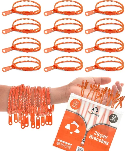 Vista 10 de UpBrands Paquete de 12 pulseras azules con cremallera de 7 pulgadas, recuerdos de fiesta inspirados en el océano para el Día Mundial de los Océanos