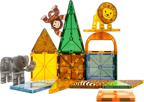Vista 6 de MAGNA-TILES Safari Animals - Juego de construcción magnética de 25 piezas, la marca original de construcción magnética