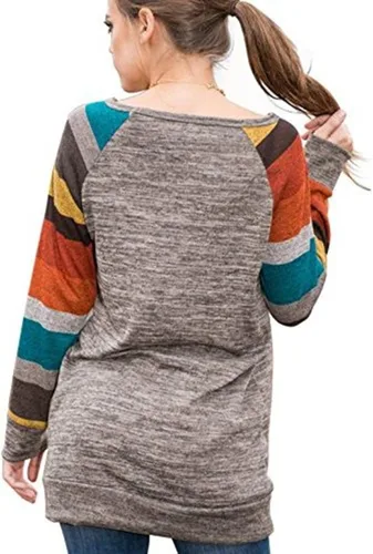 Vista 2 de HARHAY - Camiseta tipo túnica de manga larga para mujer, tejido de algodón, ligera