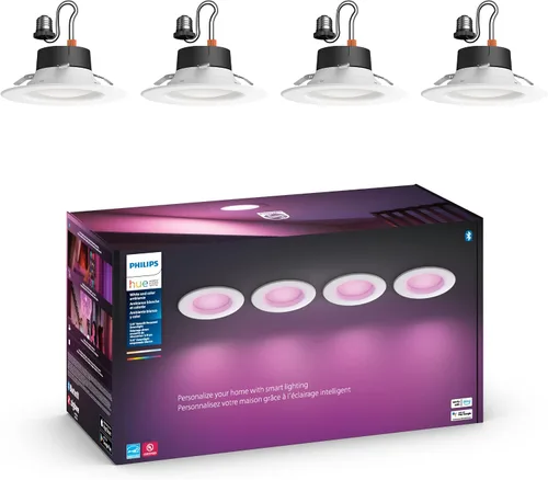 Vista 2 de Philips Hue Downlights LED inteligentes de ambiente blanco y color (paquete de 4) Downlight LED inteligente blanco y color ambiental (1 unidad)