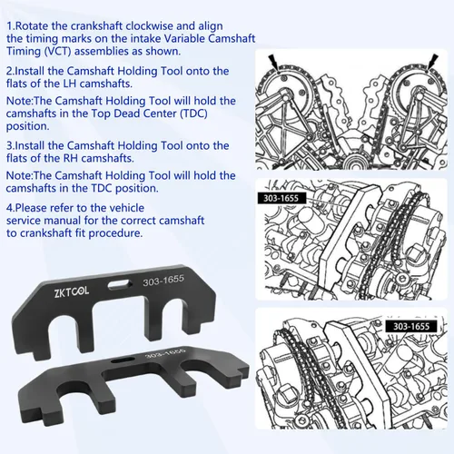 Vista 3 de ZKTOOL 303-1655 3.5L árbol de levas con herramienta de sincronización de alineación, compatible con Ford 3.5L EcoBoost actualizado GT F-150