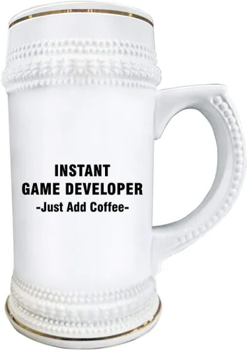 Vista 2 de Idea de regalo para desarrollador de juegos instantáneos, taza de cerveza de 22 onzas, vasos de cerámica novedosos – Diseño de videojuegos