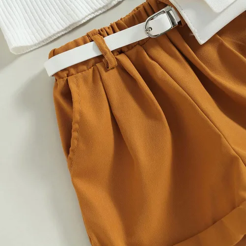Vista 26 de TheFound Trajes de verano para niñas pequeñas, sin mangas, de punto acanalado, halter, pantalones cortos, ropa para recién nacidos, conjunto de 3
