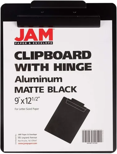 Vista 5 de JAM Paper Portapapeles de aluminio prémium con bisagra, tamaño carta estándar (9 x 12 1/2 pulgadas), color negro, se vende individualmente