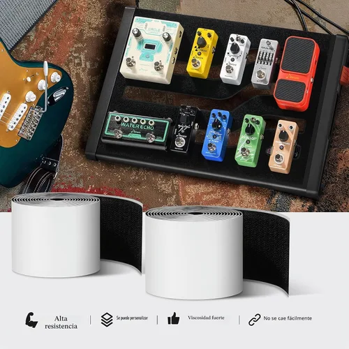 Vista 6 de Donner Cinta de montaje para pedalera de efectos, cinta adhesiva para tablero de pedales de guitarra, longitud de 2 m, 5 cm de ancho, gancho + bucle