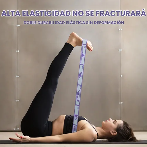 Vista 2 de Aozora Bandas elásticas para ejercicio, correa elástica de yoga, correa flexible de 10 bucles para terapia física, pilates, yoga, danza y ejercicio