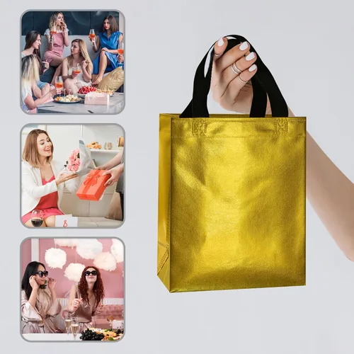 Vista 2 de BLEWINDZ 100 bolsas de regalo reutilizables medianas con asas - Ideales para obsequios de fiestas y bolsas de compras (10 colores)