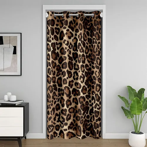 Vista 12 de Erosebridal Cortina opaca para puerta de zorro para niños, bonito diseño de oso bosque, ciervo, para niños y niñas, búho de dibujos animados