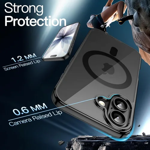 Vista 5 de JETech Funda magnética para iPhone 17 de 6.3 pulgadas, compatible con MagSafe, protector de teléfono a prueba de golpes, parte trasera transparente