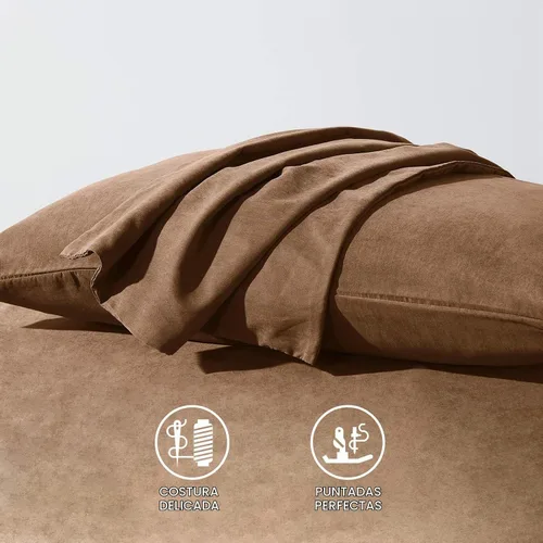 Vista 2 de HAPPYMOON Juego de 2 fundas de almohada de microfibra estándar con cremallera, fundas de almohada transpirables con cremallera para cabello y piel