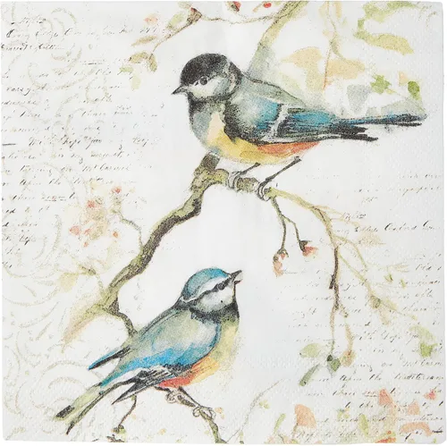 Vista 2 de Boston International C811100 IHR - Servilletas de papel para bebidas de cóctel, 5 x 5 pulgadas, Happy Little Titmice