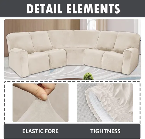 Vista 5 de cjc Fundas de terciopelo para sofá modular, funda reversible en forma de L, protector de sofá reclinable para sala de estar