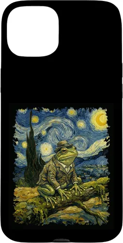 Vista 9 de Vintage Frog Van Gogh Style Starry Night Graphic Case for iPhone 17