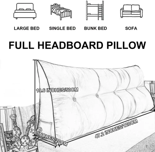 Vista 7 de Almohada triangular de lectura, almohada de cabecera de cuña para cama de día, respaldo de tatami, funda extraíble, cojín de soporte lumbar, azul