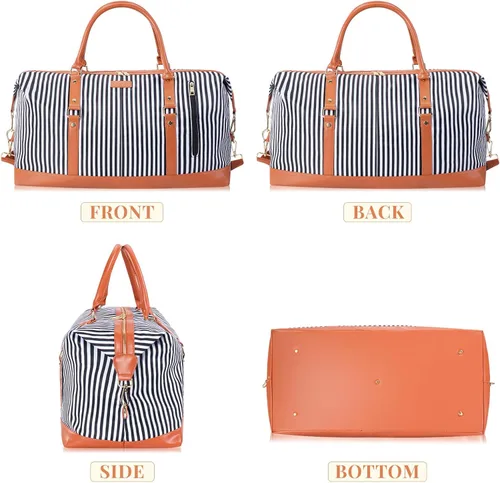 Vista 12 de Oflamn Bolsa de fin de semana para mujer, bolsa de lona para la noche, bolsa de viaje grande, bolsa de viaje con compartimento para zapatos, juego