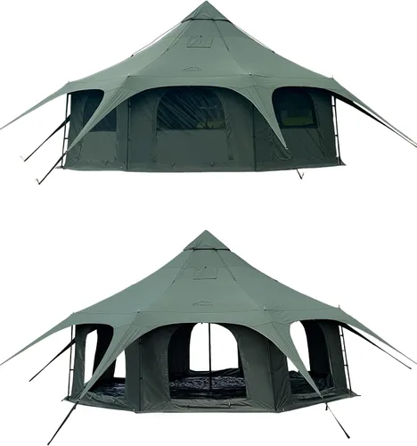 Vista 9 de Campana de lona de algodón - Yurtas transpirable y resistente al viento, Glamping para 6/8/10 personas camping familiar