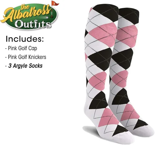 Vista 3 de Golf Knickers Traje de golf Albatross para hombre, gorra de golf, 3 calcetines de rombos