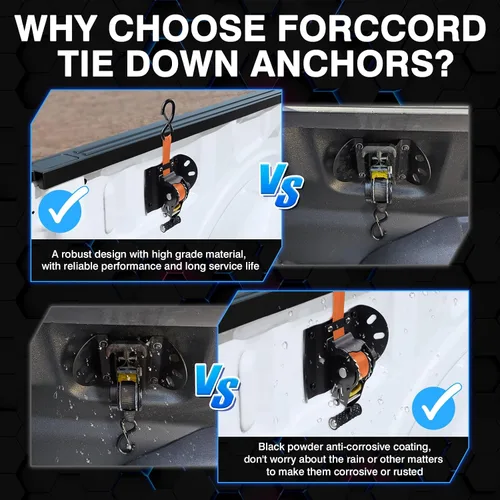 Vista 3 de 2 correas de trinquete retráctiles para Ford F150 2015-2025 2026 Correas de trinquete para camión, remolque, anclajes de amarre para automóvil