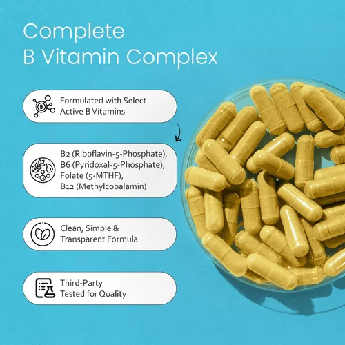 Vista 3 de NaturaLife Labs Complejo de vitamina B – Todas las vitaminas B, incluyendo activos B2, B6, B9 y B12 (metilcobalamina), más B1, B3, B5, B7 y vitamina