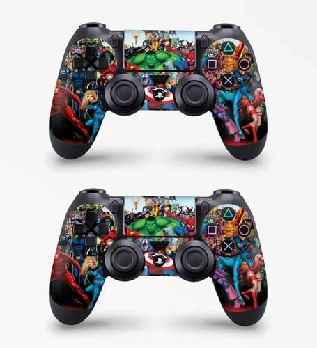 Vista 3 de Superhero Skins para PS4 Playstation 4 - Calcomanías de consola Vinal + juego de 2 controles