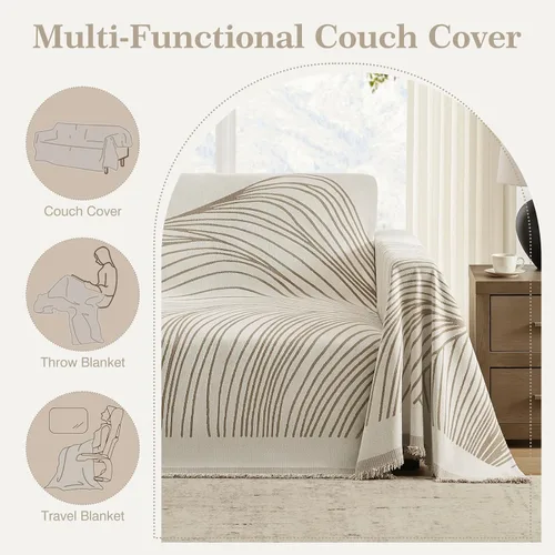 Vista 5 de funda boho para sofá lavable, funda para sofá modular para perros, funda reversible para sofá de 2 o 3 cojines, protector de muebles apto