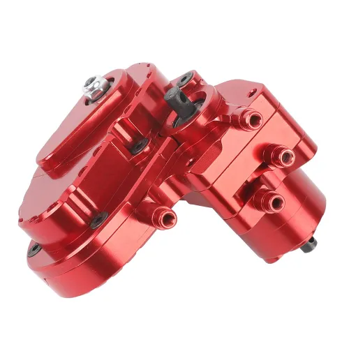Vista 4 de Caja de cambios de caja de transmisión de aleación de aluminio completa para 1/10 RC Crawler Car Axial Capra 1.9 UTB actualizaciones (rojo)