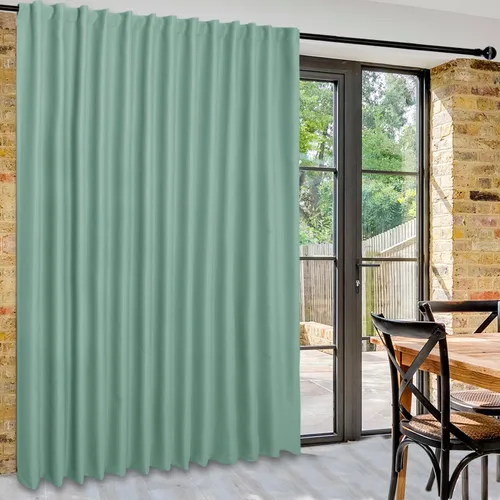 Vista 32 de DWCN Cortina opaca divisora de privacidad para puerta corrediza de patio, cortinas térmicas extra anchas con pestaña trasera y bolsillo para barra