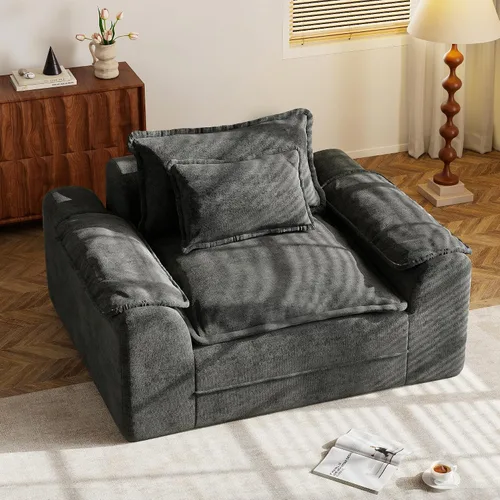 Vista 24 de Hobestluk Cloud - Sofá individual de espuma viscoelástica con asiento profundo, sofá en forma de L con funda extraíble, sofá grande para sala