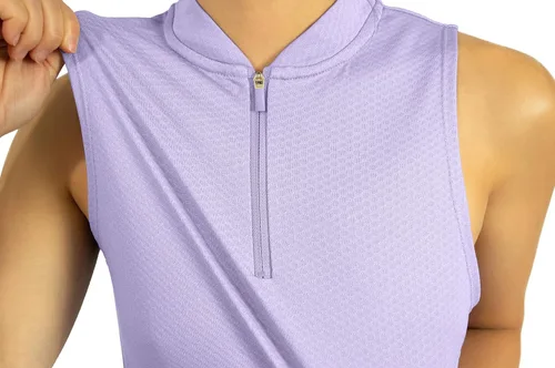 Vista 3 de Three Sixty Six Polo de golf sin mangas para mujer, sin cuello, con cremallera, de secado rápido, para mujer