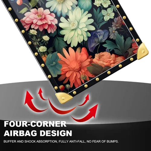 Vista 4 de DAIZAG Funda compatible con iPhone 14 Pro Max, diseño de flores brillantes, decoración de metal de lujo, TPU suave, a prueba de golpes, para iPhone