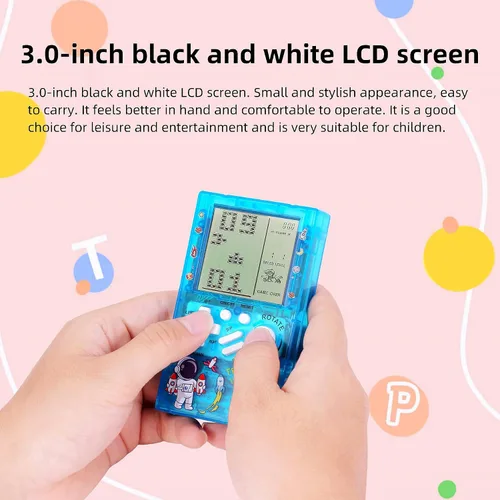 Vista 2 de CZT Máquina de juego de bloques transparentes, 23 juegos incorporados, consola de juegos retro para niños, dispositivo de juego para estudiantes
