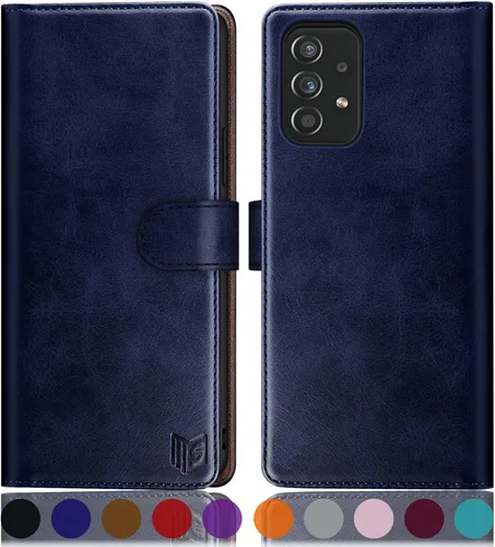 Vista 15 de SUANPOT Funda de cuero tipo cartera para Samsung Galaxy A53 5G con tarjetero RFID con tapa para teléfono con tapa folio libro a prueba de golpes