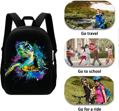 Vista 159 de HUGS IDEA Los animales frescos 3D niños escuela libro bolsa niños impresión mochilas, Baloncesto, Moderno