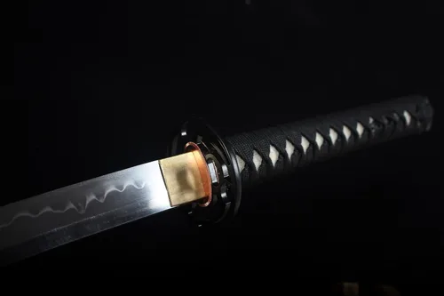 Vista 4 de Katanas japonesas de tres clips de acero, espadas japonesas hechas a mano de espiga completa de 41 pulgadas, espadas funcionales Catana
