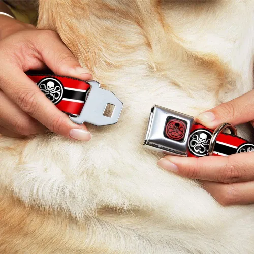 Vista 8 de Buckle-Down Collar de perro Hebilla de cinturón de seguridad Hydra Logo Stripe Rojo Negro Blanco, Multicolor, 1 pulgada de ancho - Se adapta a