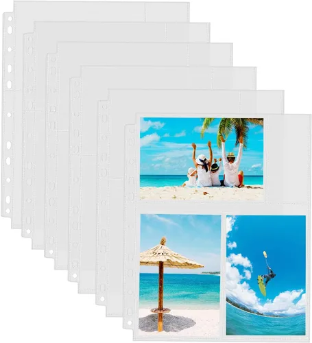 Vista 13 de Sooez Paquete de 30 fundas de fotos para carpeta de 3 anillos (240 imágenes), 3.5 x 5, protectores de páginas de plástico resistentes, fundas