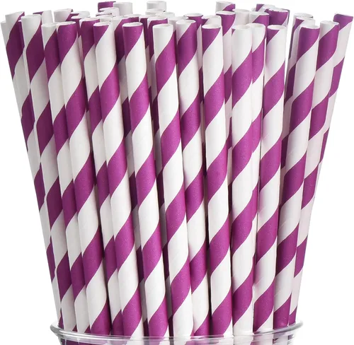 Vista 22 de ALINK - 100 pajitas de papel rayadas en blanco y negro, pajitas desechables biodegradables para Halloween, Navidad, cumpleaños, Año Nuevo