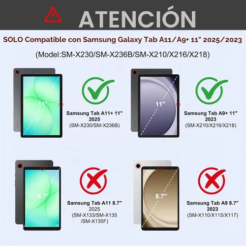 Vista 2 de MMK - Funda con teclado para Samsung Galaxy Tab A11+/A9+ Plus, color negro Funda de teclado desmontable magnética inalámbrica con soporte