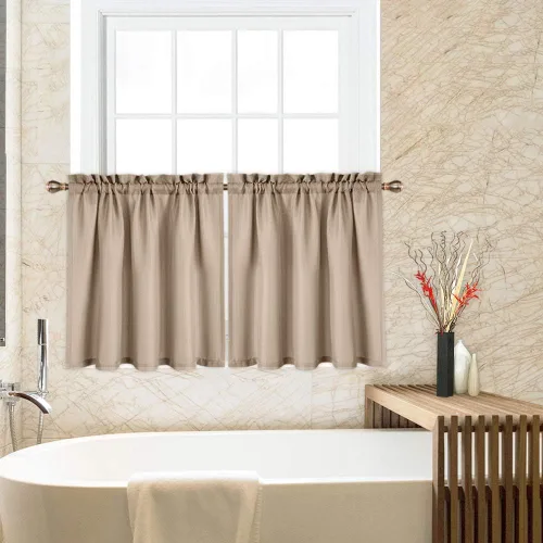 Vista 20 de CAROMIO - Cortina para cocina, cortina texturizada, cortinas para ventana de baño, varios tamaños
