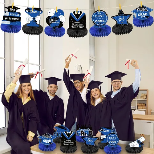 Vista 7 de Honoson 12 piezas de decoraciones de fiesta de graduación 2025 para la clase de 2025, centros de mesa de felicitaciones para graduados, decoración
