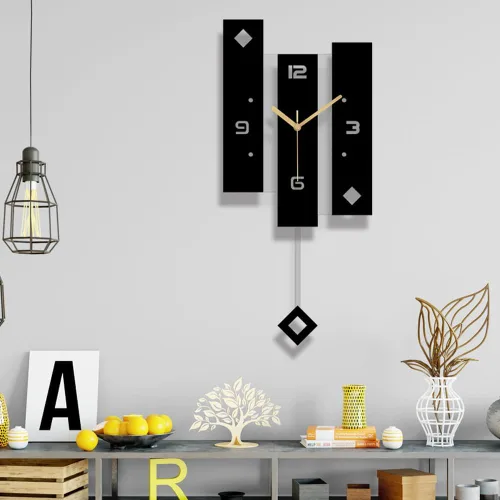 Vista 9 de SHISEDECO Creative Mute - Reloj de péndulo grande moderno en blanco y negro, decoración silenciosa moderna decorativa para el hogar, cocina, sala