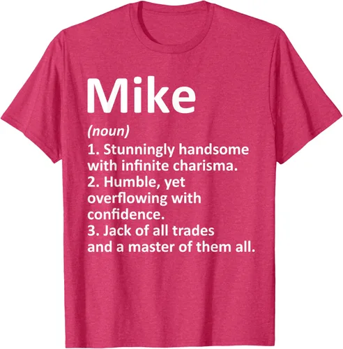 Vista 29 de MIKE Definition - Camiseta divertida para regalo de cumpleaños con nombre personalizado, Negro, S